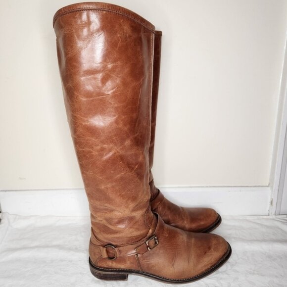 Hinge brown leather riding boots - Picture 2 of 5